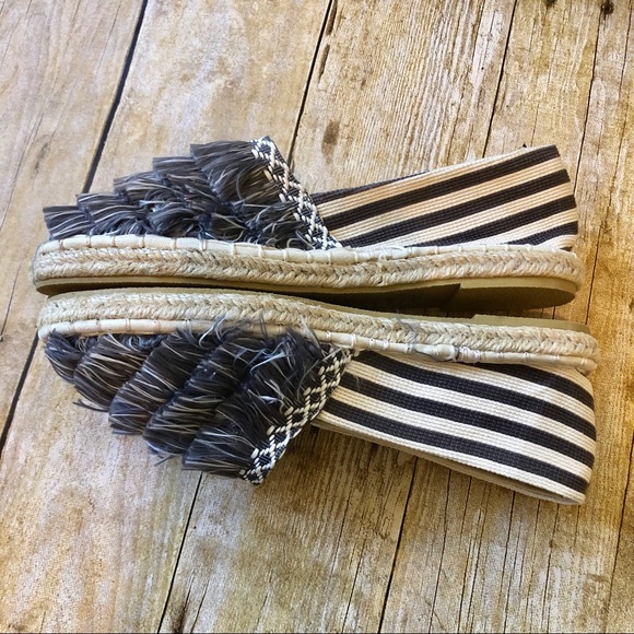 New! Boho Espadrille Slip On Blue & Ivory Stripes - Picture 6 of 8